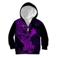 Hawaii Kid Hoodie Hammerhead Shark Tattoo Mix Polynesian Plumeria Purple Version LT14 - Polynesian Pride