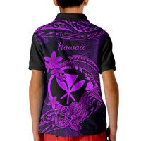 Hawaii Kid Polo Shirt Hammerhead Shark Tattoo Mix Polynesian Plumeria Purple Version LT14 - Polynesian Pride