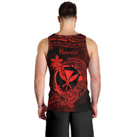 Hawaii Men Tank Top Hammerhead Shark Tattoo Mix Polynesian Plumeria Red Version LT14 - Polynesian Pride