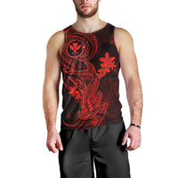 Hawaii Men Tank Top Hammerhead Shark Tattoo Mix Polynesian Plumeria Red Version LT14 - Polynesian Pride