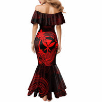 Hawaii Mermaid Dress Hammerhead Shark Tattoo Mix Polynesian Plumeria Red Version LT14 - Polynesian Pride
