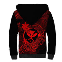Hawaii Sherpa Hoodie Hammerhead Shark Tattoo Mix Polynesian Plumeria Red Version LT14 - Polynesian Pride