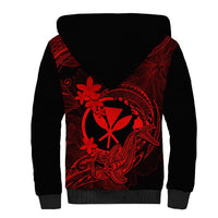 Hawaii Sherpa Hoodie Hammerhead Shark Tattoo Mix Polynesian Plumeria Red Version LT14 - Polynesian Pride
