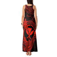 Hawaii Tank Maxi Dress Hammerhead Shark Tattoo Mix Polynesian Plumeria Red Version LT14 - Polynesian Pride