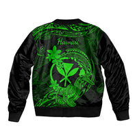 Hawaii Bomber Jacket Hammerhead Shark Tattoo Mix Polynesian Plumeria Green Version LT14 - Polynesian Pride