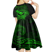 Hawaii Kid Short Sleeve Dress Hammerhead Shark Tattoo Mix Polynesian Plumeria Green Version LT14 - Polynesian Pride