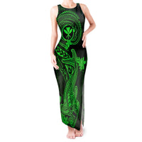 Hawaii Tank Maxi Dress Hammerhead Shark Tattoo Mix Polynesian Plumeria Green Version LT14 Women Green - Polynesian Pride