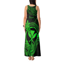 Hawaii Tank Maxi Dress Hammerhead Shark Tattoo Mix Polynesian Plumeria Green Version LT14 - Polynesian Pride