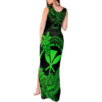 Hawaii Tank Maxi Dress Hammerhead Shark Tattoo Mix Polynesian Plumeria Green Version LT14 - Polynesian Pride