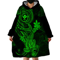 Hawaii Wearable Blanket Hoodie Hammerhead Shark Tattoo Mix Polynesian Plumeria Green Version LT14 - Polynesian Pride