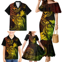 hawaii-family-matching-mermaid-dress-and-hawaiian-shirt-turtle-mix-polynesian-plumeria-reggae-version