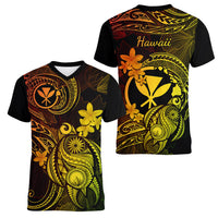 hawaii-women-v-neck-t-shirt-turtle-mix-polynesian-plumeria-reggae-version