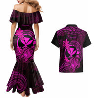 Hawaii Couples Matching Mermaid Dress and Hawaiian Shirt Turtle Mix Polynesian Plumeria Pink Version LT14 - Polynesian Pride
