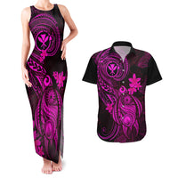 hawaii-couples-matching-tank-maxi-dress-and-hawaiian-shirt-turtle-mix-polynesian-plumeria-pink-version