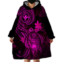 Hawaii Wearable Blanket Hoodie Turtle Mix Polynesian Plumeria Pink Version LT14 - Polynesian Pride