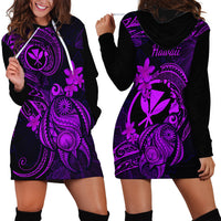 Hawaii Hoodie Dress Turtle Mix Polynesian Plumeria Purple Version LT14 - Polynesian Pride