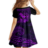 Hawaii Kid Short Sleeve Dress Turtle Mix Polynesian Plumeria Purple Version LT14 - Polynesian Pride