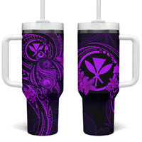 Hawaii Tumbler With Handle Turtle Mix Polynesian Plumeria Purple Version LT14 One Size: 40 oz Purple - Polynesian Pride