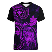 hawaii-women-v-neck-t-shirt-turtle-mix-polynesian-plumeria-purple-version