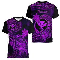 hawaii-women-v-neck-t-shirt-turtle-mix-polynesian-plumeria-purple-version