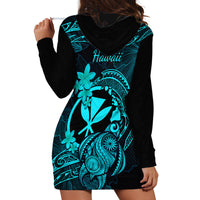 Hawaii Hoodie Dress Turtle Mix Polynesian Plumeria Turquoise Version LT14 - Polynesian Pride