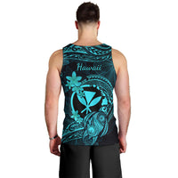 Hawaii Men Tank Top Turtle Mix Polynesian Plumeria Turquoise Version LT14 - Polynesian Pride