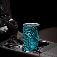 Hawaii Tumbler Cup Turtle Mix Polynesian Plumeria Turquoise Version