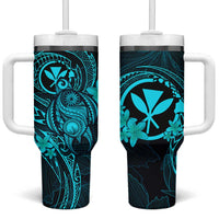 Hawaii Tumbler With Handle Turtle Mix Polynesian Plumeria Turquoise Version LT14 One Size: 40 oz Turquoise - Polynesian Pride