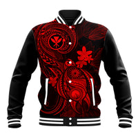 Hawaii Baseball Jacket Turtle Mix Polynesian Plumeria Red Version LT14 Unisex Red - Polynesian Pride
