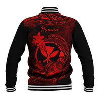 Hawaii Baseball Jacket Turtle Mix Polynesian Plumeria Red Version LT14 - Polynesian Pride