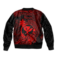 Hawaii Bomber Jacket Turtle Mix Polynesian Plumeria Red Version LT14 - Polynesian Pride