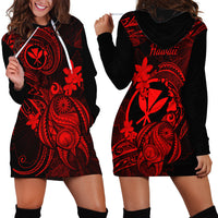 Hawaii Hoodie Dress Turtle Mix Polynesian Plumeria Red Version LT14 - Polynesian Pride