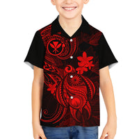 Hawaii Kid Hawaiian Shirt Turtle Mix Polynesian Plumeria Red Version LT14 - Polynesian Pride