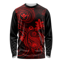Hawaii Long Sleeve Shirt Turtle Mix Polynesian Plumeria Red Version LT14 Unisex Red - Polynesian Pride