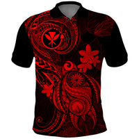 Hawaii Polo Shirt Turtle Mix Polynesian Plumeria Red Version LT14 Red - Polynesian Pride