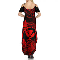 Hawaii Summer Maxi Dress Turtle Mix Polynesian Plumeria Red Version LT14 - Polynesian Pride