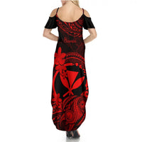 Hawaii Summer Maxi Dress Turtle Mix Polynesian Plumeria Red Version LT14 - Polynesian Pride