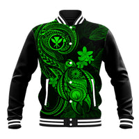 Hawaii Baseball Jacket Turtle Mix Polynesian Plumeria Green Version LT14 Unisex Green - Polynesian Pride