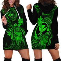 Hawaii Hoodie Dress Turtle Mix Polynesian Plumeria Green Version LT14 - Polynesian Pride