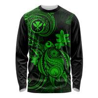 Hawaii Long Sleeve Shirt Turtle Mix Polynesian Plumeria Green Version LT14 Unisex Green - Polynesian Pride