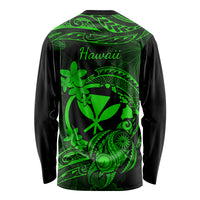 Hawaii Long Sleeve Shirt Turtle Mix Polynesian Plumeria Green Version LT14 - Polynesian Pride