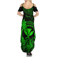 Hawaii Summer Maxi Dress Turtle Mix Polynesian Plumeria Green Version LT14 - Polynesian Pride