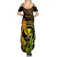 Hawaii Summer Maxi Dress Ukulele Mix Polynesian Plumeria Reggae Version LT14 - Polynesian Pride