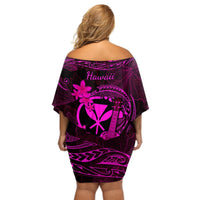 Hawaii Off Shoulder Short Dress Ukulele Mix Polynesian Plumeria Pink Version LT14 - Polynesian Pride