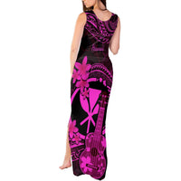 Hawaii Tank Maxi Dress Ukulele Mix Polynesian Plumeria Pink Version LT14 - Polynesian Pride