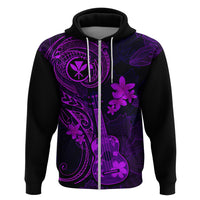 Hawaii Hoodie Ukulele Mix Polynesian Plumeria Purple Version LT14 Zip Hoodie Purple - Polynesian Pride