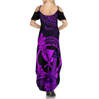 Hawaii Summer Maxi Dress Ukulele Mix Polynesian Plumeria Purple Version LT14 - Polynesian Pride
