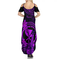 Hawaii Summer Maxi Dress Ukulele Mix Polynesian Plumeria Purple Version LT14 - Polynesian Pride