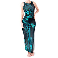 Hawaii Tank Maxi Dress Ukulele Mix Polynesian Plumeria Turquoise Version LT14 Women Turquoise - Polynesian Pride