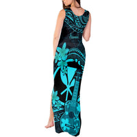 Hawaii Tank Maxi Dress Ukulele Mix Polynesian Plumeria Turquoise Version LT14 - Polynesian Pride